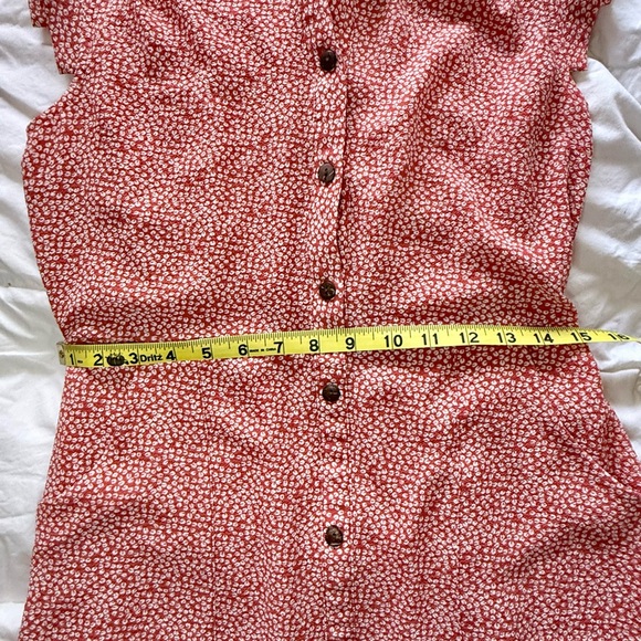 Monteau Lightweight Travel Button-Down Red Spring Summer Dress Size L - Picture 2 of 7